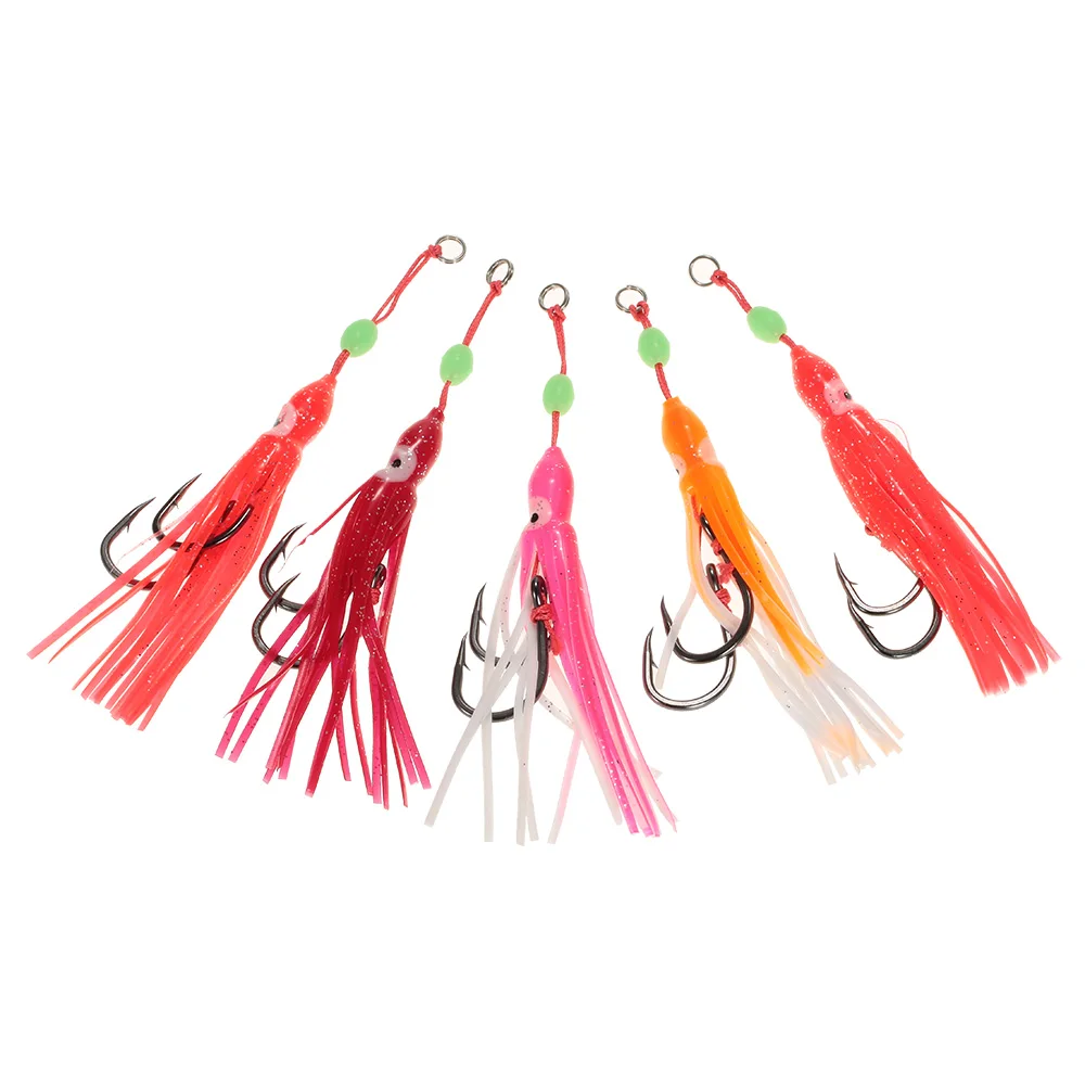 5Pcs 13cm 30g Soft Octopus Fishing Lures Tackle Tuna Baits Fish Skirts Trolling Artificial Fishing Baits Tail Jigging Rigs Pesca