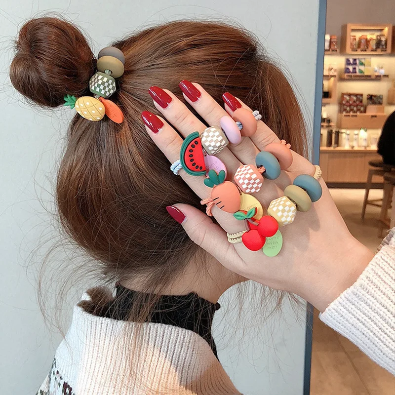 

Fruit Pattern Hair Rope Girls Fashion Hair Rings Cute Bow Tie Hair Scrunchies Ponytail Holder Elastic Hair Accessories