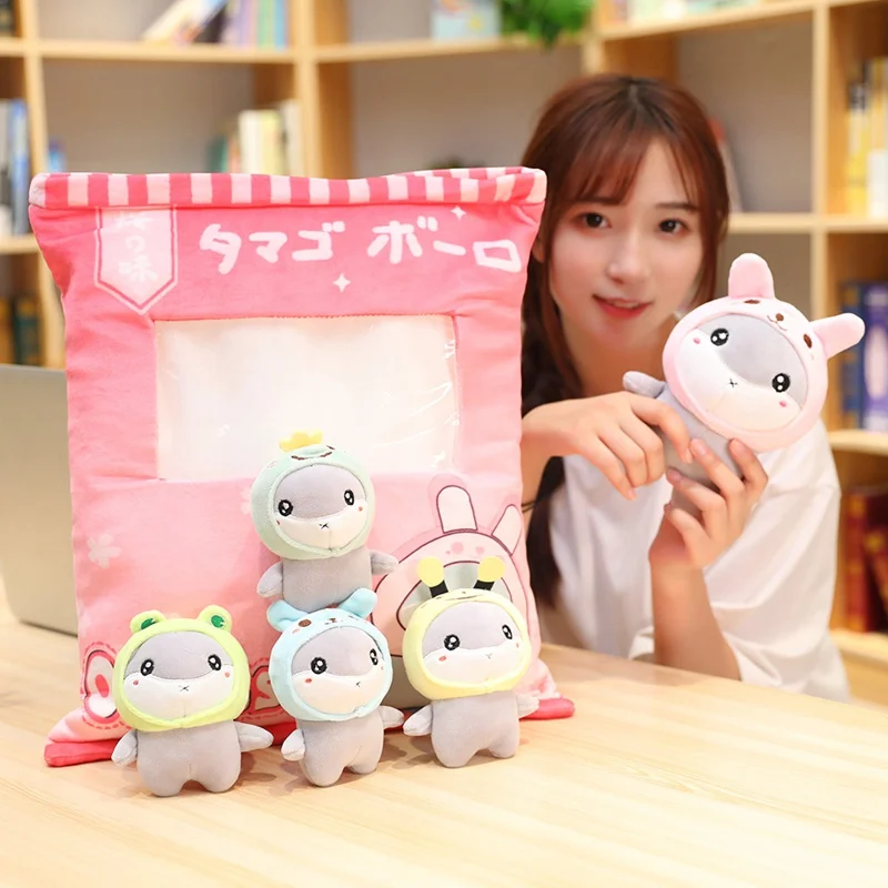 

Kawaii Pudding a Bag 5pcs Hamster Plush Ball Pillow Snack Toy Soft Cartoon Animal Mouse Stuffed Doll Sofa Pillow Girlfriend Gift