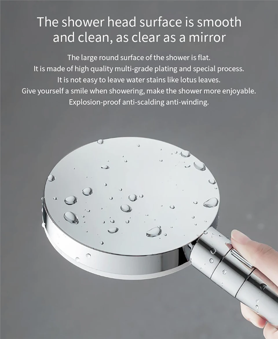 Xiaomi Mijia Diiib 3 Modes Handheld Shower Head Set 360 Degree 120mm 53 Water Hole with PVC Matel Powerful Massage Shower (9)
