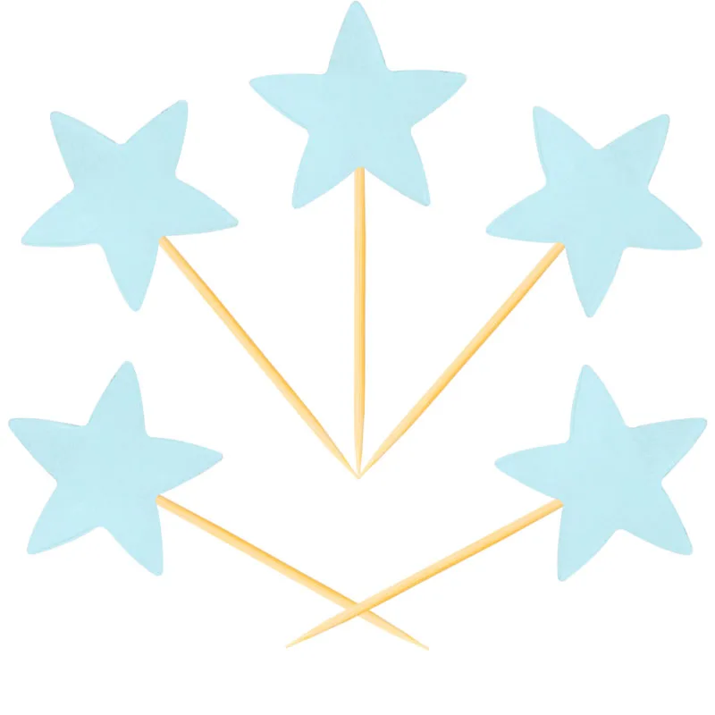 lightblue star 20 шт ручной работы с блеском, в форме сердечка, звездочки, кекс Toppers день рождения, свадьба, украшение для торта, украшения для еды - Цвет: lightblue star