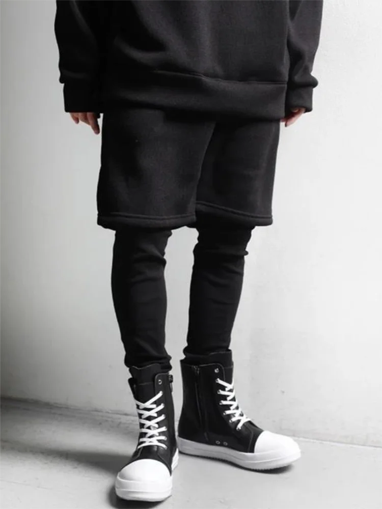 Men's Leggings Small Foot Pants Spring And Autumn New Dark Department Personality Layered False Two Design Slim Pants