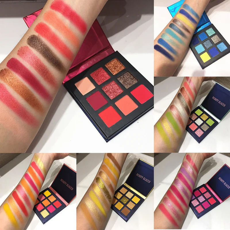 Блестящие тени для век Палитра мерцающие матовые телесные макияж набор металлик