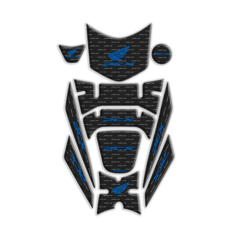 Мотоцикл 3D Fishbone наклейки газа топливный бак Pad наклейки протектор Обложка гонки для PCX 125 150 PCX125 PCX150 - Цвет: Синий
