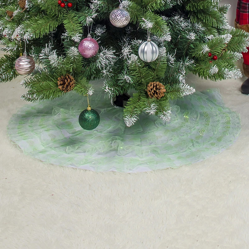 

1pc Lovely 80cm Christmas Tree Skirt Apron Lace Xmas Tree Pleated Mat Home New Year Decoration Carpet Merry Christmas Navidad