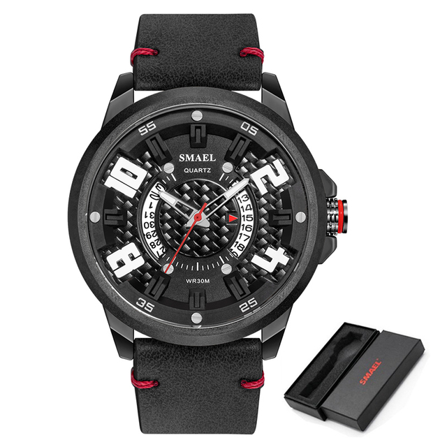 Mens Watches Waterproof Top Brand Luxury Calendar Fashion Male Clock Leather Sport Military Quartz Watch Men Wrist Watch