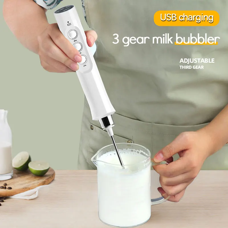Rechargeable 3 In 1 Portable Electric Milk Frother Foam Maker Handheld
