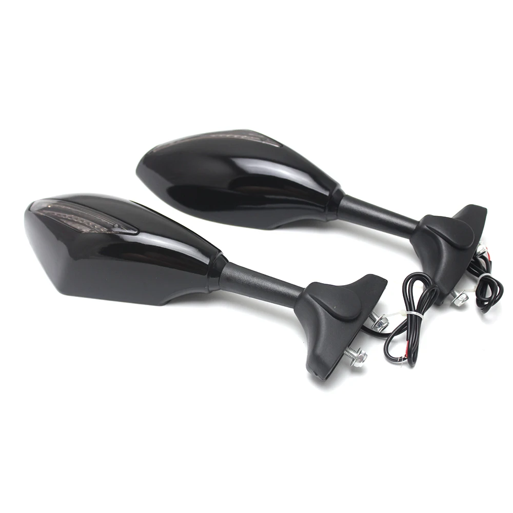 

1 Pair Universal Motorcycle LED Turn Signals Racing Style Side Rearview Mirrors Amber Light Aluminum Handlebar Arrow