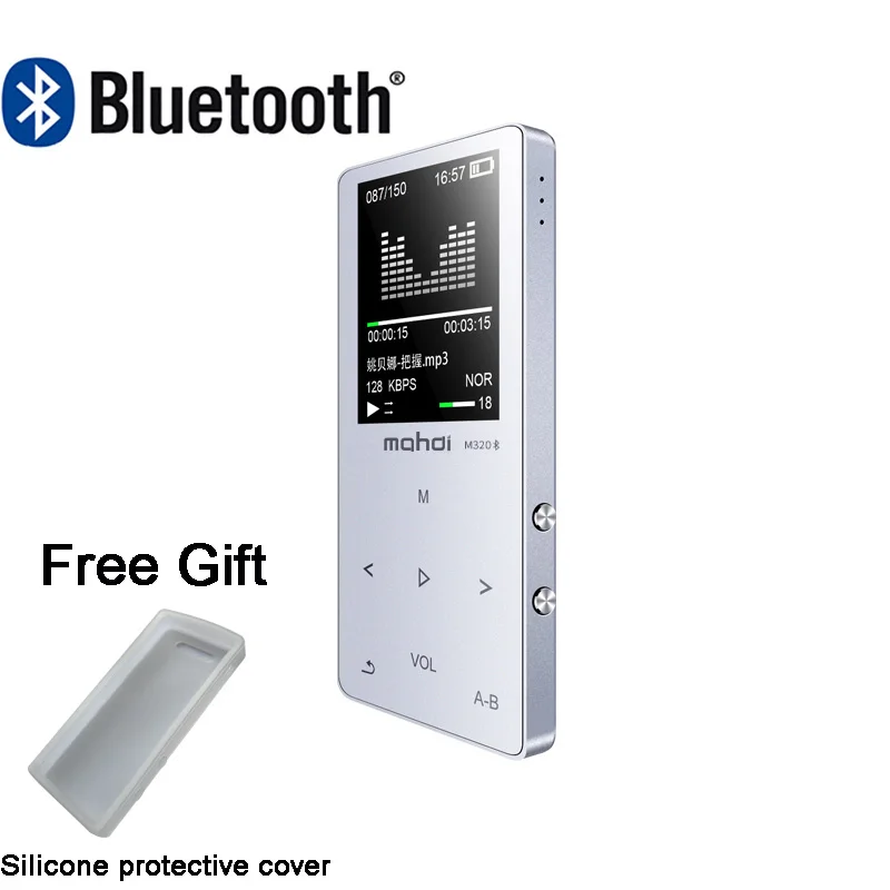 Серебристый Металлический bluetooth mp3 плеер 8 Гб Встроенный динамик fm-радио электронная книга диктофон портативный аудио Спорт flac музыка видео плеер - Цвет: Серебристый