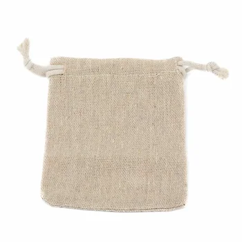 

50x Natural Jute Hessian Linen Burlap Drawstring Candy Pouch Gifts Favor Bag UK