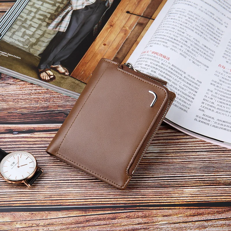 

2018 New Style MEN'S Wallet Short Retro Multi Card Bit Zipper Bag Large Capacity Driving License Purse