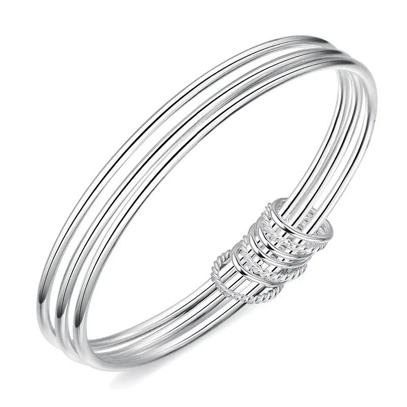 Модный браслет из стерлингового серебра 925 пробы модный трехслойный дизайн