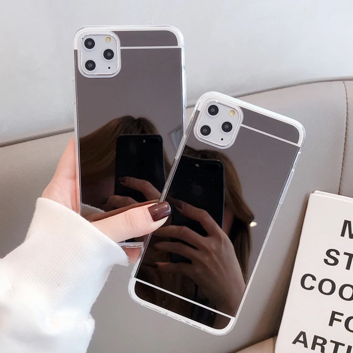 100 шт Мягкий ТПУ зеркальный чехол для iPhone 11 Pro Max XS XR X 8 7 6 6S Plus Тонкий блестящий силиконовый чехол Acrylix с гальваническим покрытием