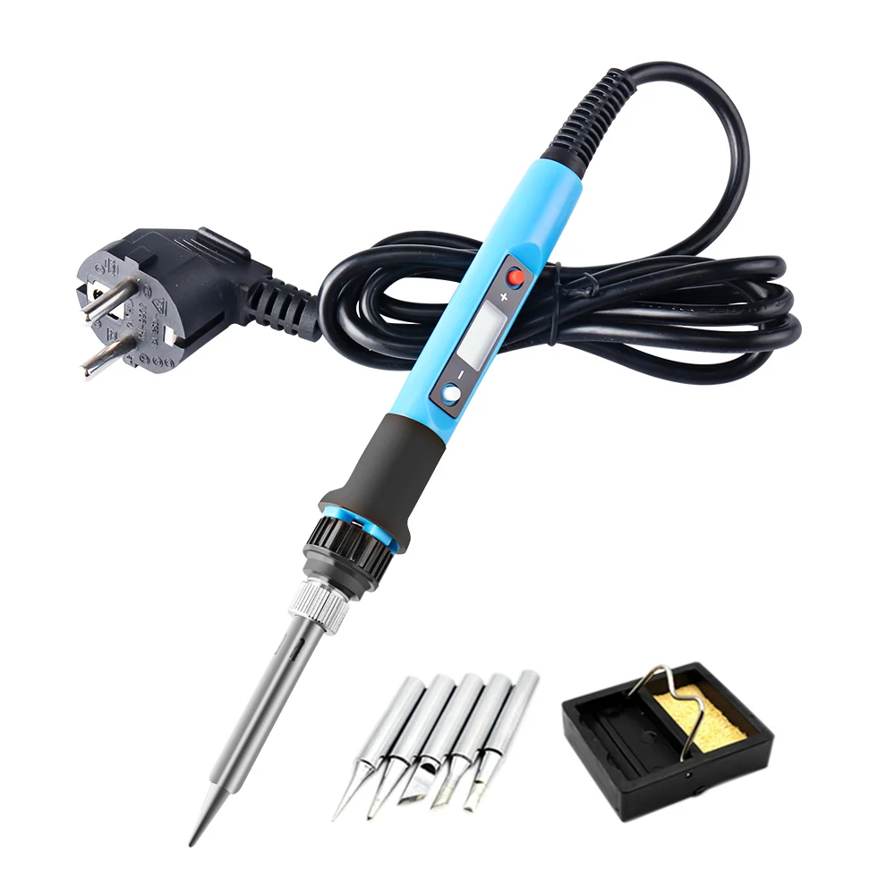 B PJLSW EU/US Plug 80W Adjustable Temperature Electric Soldering Iron Set Welding Solder Station Heat Pencil Repair Tool Kit - Цвет: B