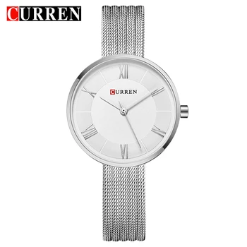

CURREN New Women Fashion Simple style Quartz Watches Stainless Steel Band Wristwatch Waterproof Classic Ladies Clock Gift
