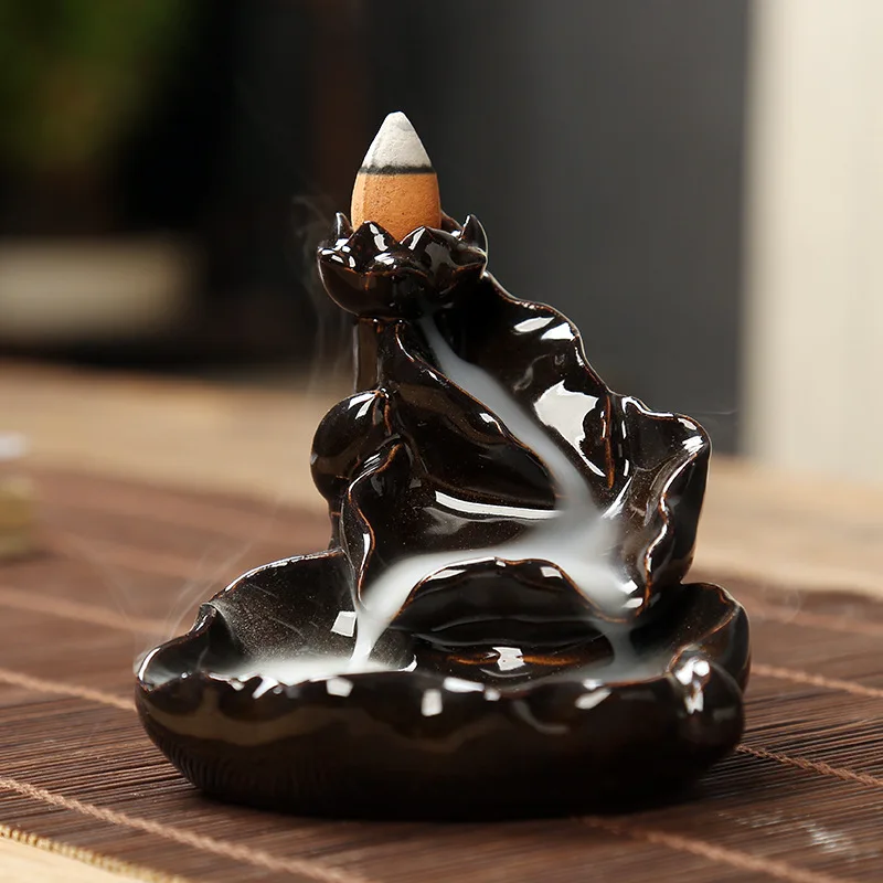 19 Style Creative Ceramic Incense Holder Portable Backflow Censer Aromatherpy Burner with Reflux Cones+ 10Pcs Incense