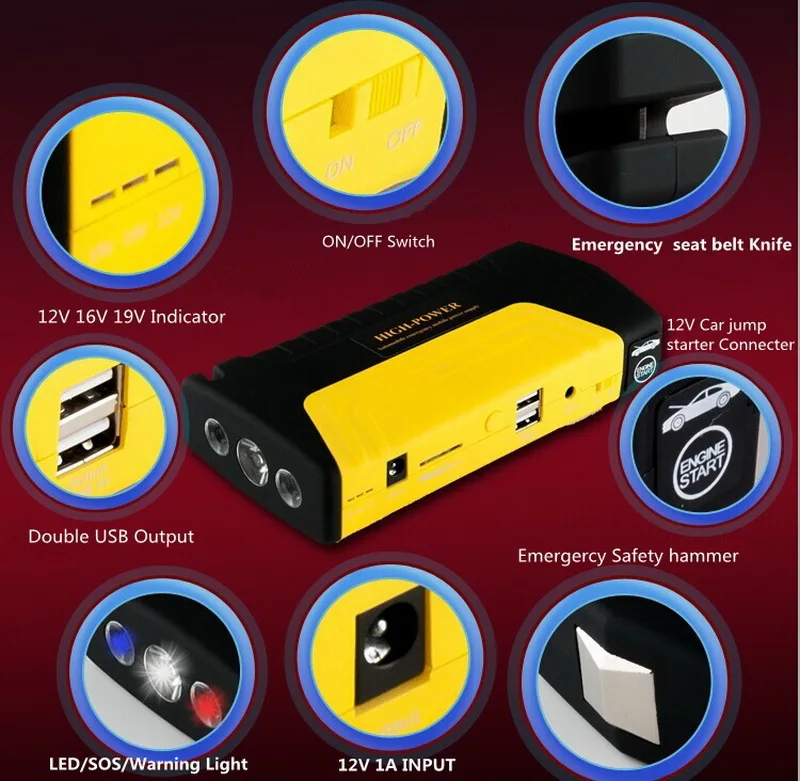 Ceny Samochód awaryjny Booster urządzenie do awaryjnego uruchamiania Mini 12V 600A Power Bank przenośne urządzenie do awaryjnego uruchamiania dla benzyny Diesel wielofunkcyjna ładowarka