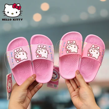 

original disney cute hello kitty children's shoes in the spring and summer new KT slippers cartoon non-slip girl home shoes
