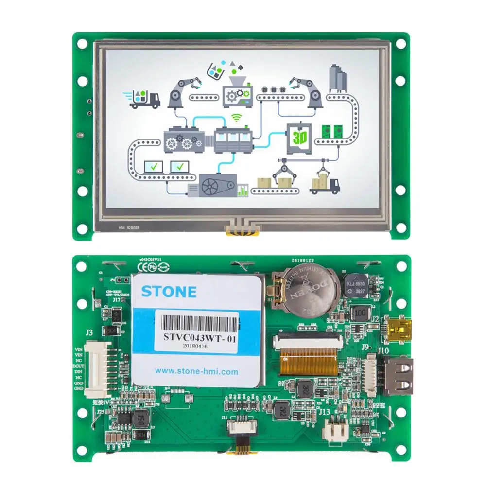 ЖК монитор STONE 4 3 дюйма HMI TFT для новой автомобильной навигационной панели с