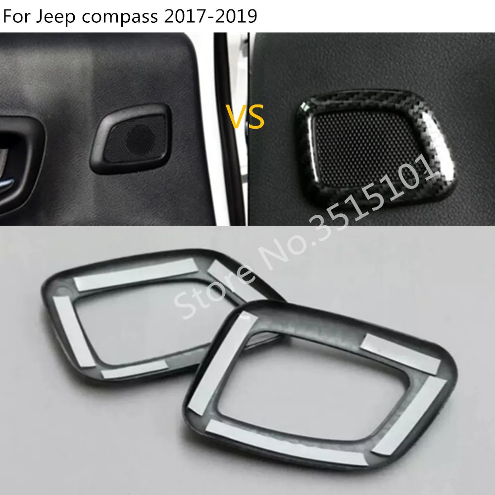 

Car Styling Cover Carbon Fibre Rear Back Speak Sound Audio Trim Frame Lamp 2Pcs For Jeep Compass 2017 2018 2019