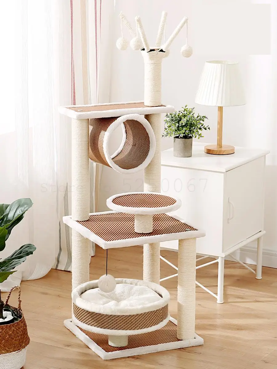 

The Cat Climb A Small Sisal Cat Climbing Frame Cat Litter Cat Tree Wood Platform Cat Scratch Board Luxurious Bamboo Toys