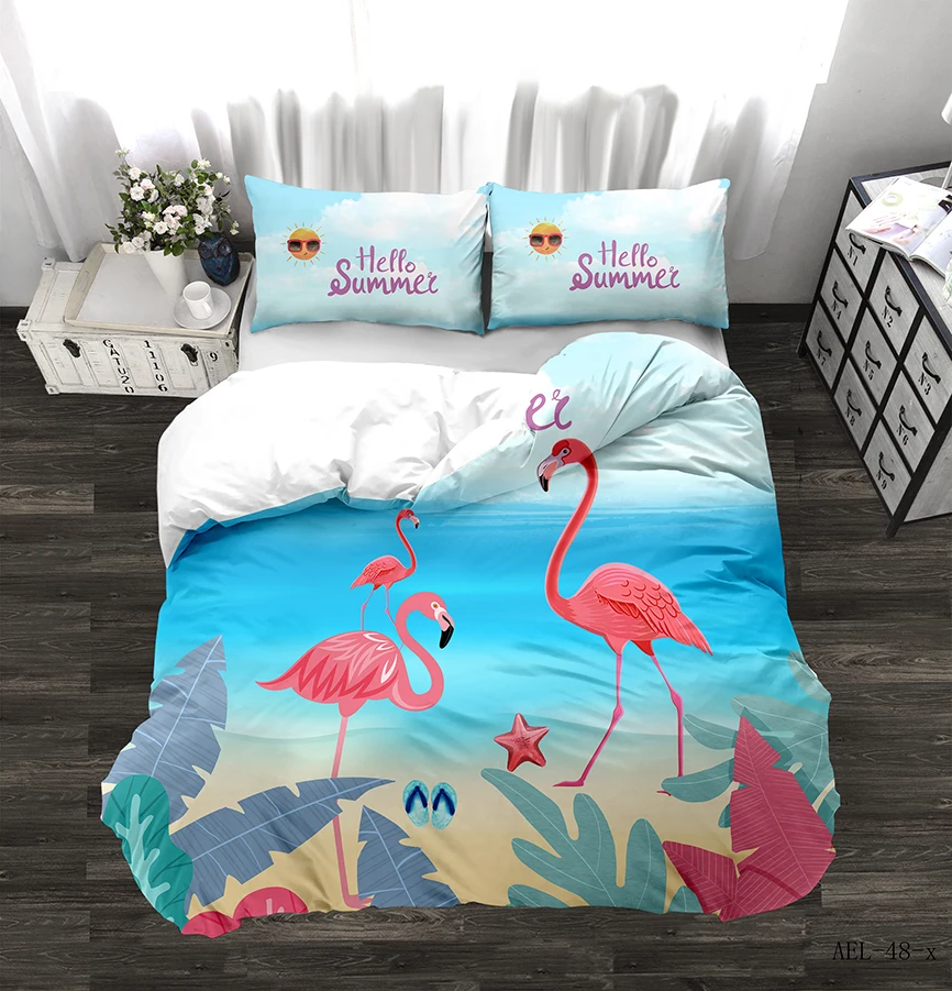 

AHSNME Elegant Flamingo Bedding Set Europe Size Queen King Floral Duvet Cover Customize Design Quilt Cover Sets