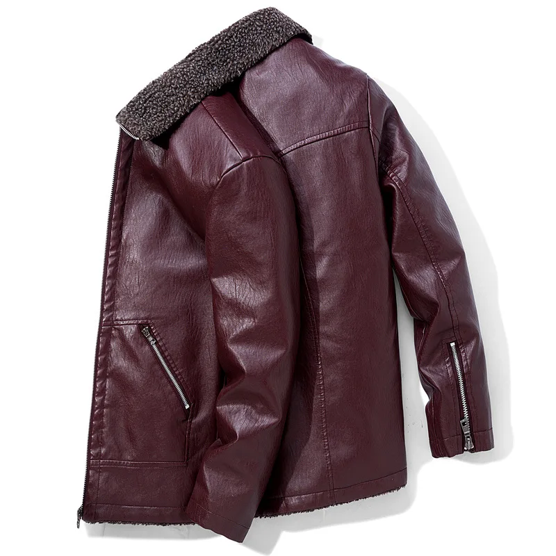 Мужские кожаные куртки, мужская куртка из искусственной кожи, повседневная, теплая зимняя куртка с меховым воротником, большие размеры M-8XL