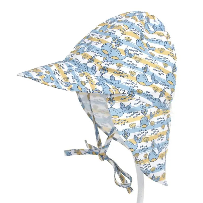 

2019 Children Sunscreen Print Sun Hat Outdoor Big Visor Child Baby Hats Quick-drying Breathable Lacing Cap