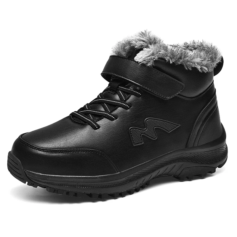 

Warm Fur Snow Boots Men Winter Shoes Mens Leather Shoe Ankle Cowboy Waterproof shose Man Motorcycle Casual Boot 2019 Footwear