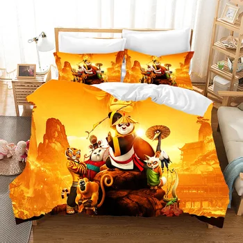 

Dropshipping Boy gife 3D print Bedding set Cartoon Kung Fu Panda friends' lovers' gift Duvet cover set Home Textiles BOY GIFE