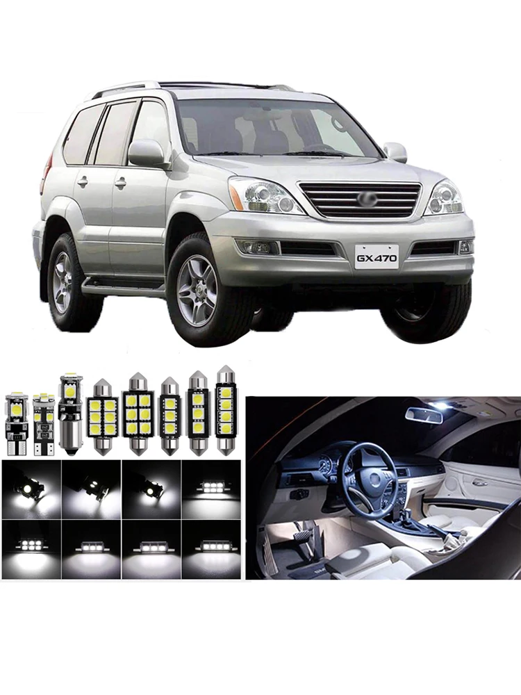 18 шт. Автомобильный светодиодный фонарь для Lexus GX470 2003-2009 карта светлый купол вежливое освещение автомобиля-StylingLicense Plate Light Trunk Light