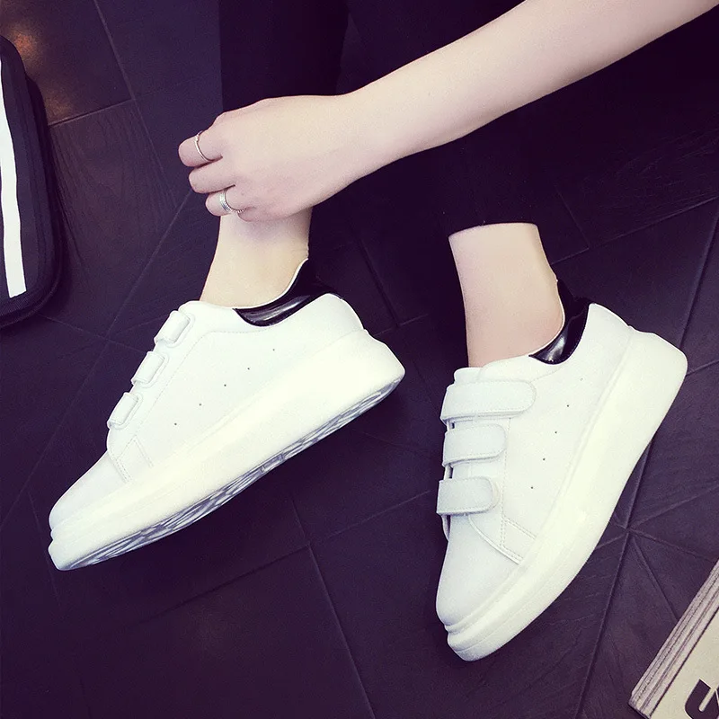 

Hot Selling 2019 Spring New Style Students Velcro WOMEN'S Shoes Pointed-Toe Breathable Korean-style White Shoes Women's
