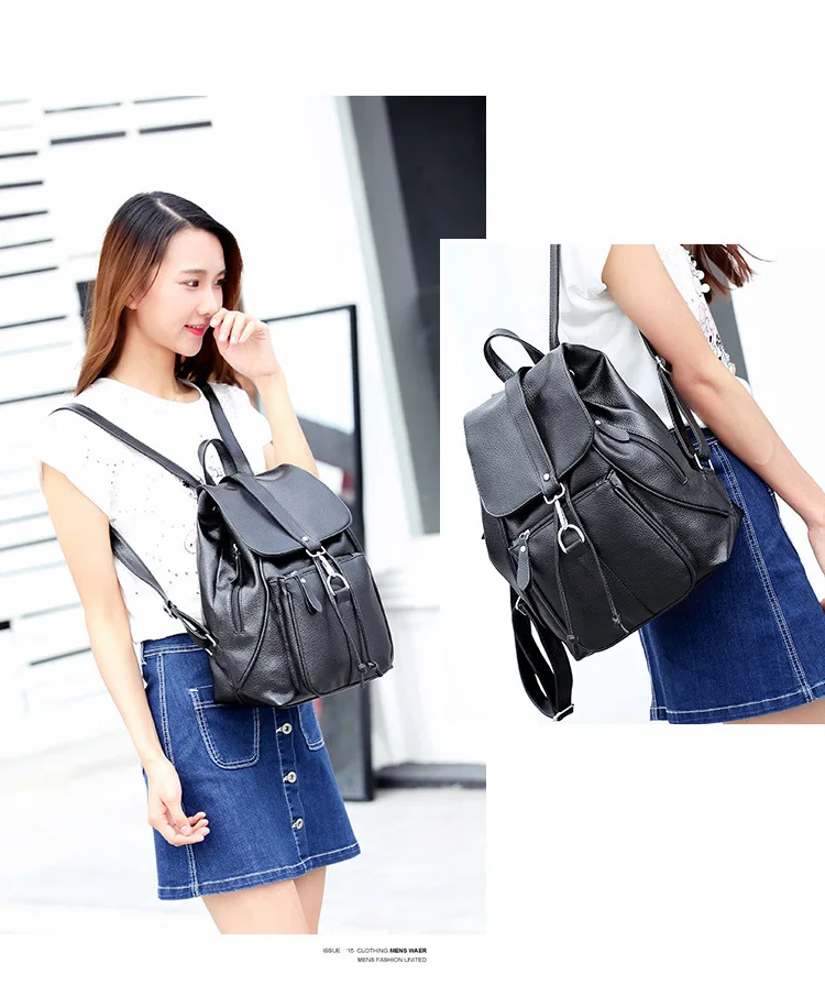 Women Fashion Natural Leather Backpacks High Quality Black School Backpack Bags for Teenage Girls Female Large Capacity Mochilas (6)