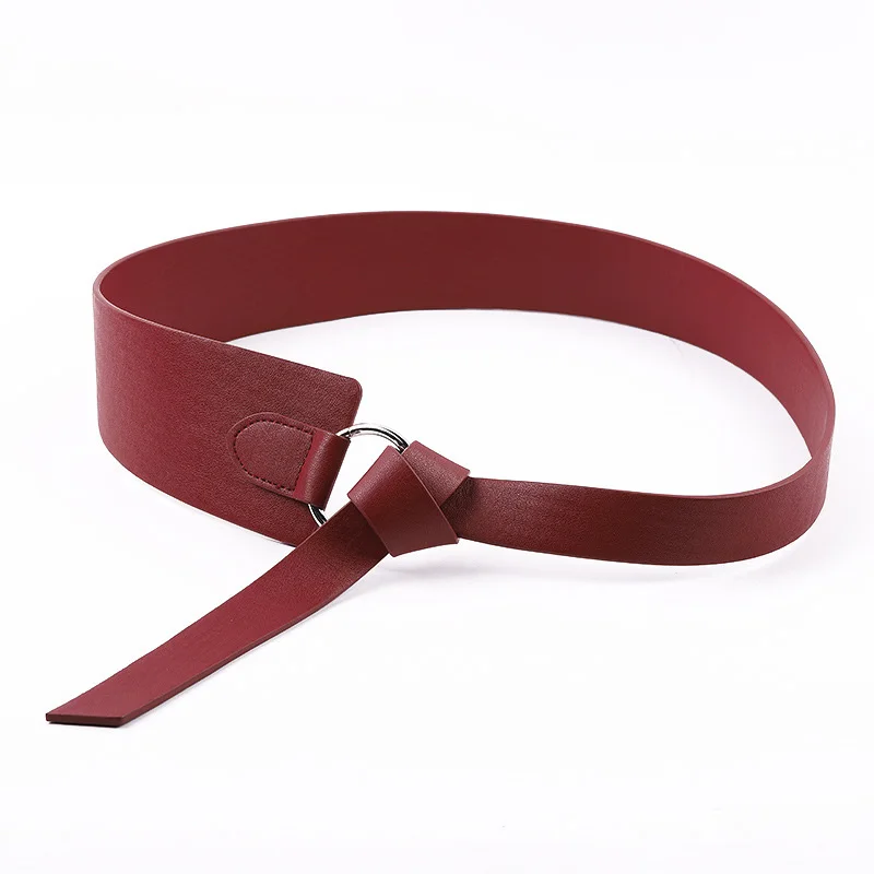wine red Однотонный черный широкий корсетный пояс Женский бант завязанный длинный кожаный ремень ремни для отдыха для женщин пояс для свадебного платья широкие пояса - Цвет: wine red
