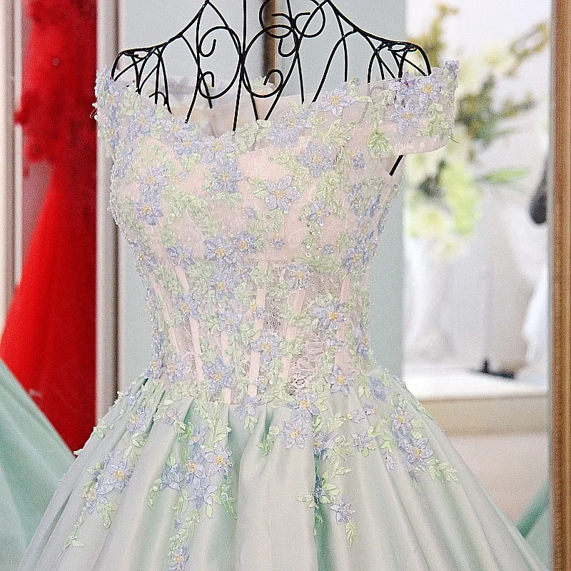 Robe De Soiree мятный зеленый атласный с открытыми плечами корсет сзади халат Королевский поезд бальное платье длинное свадебное платье