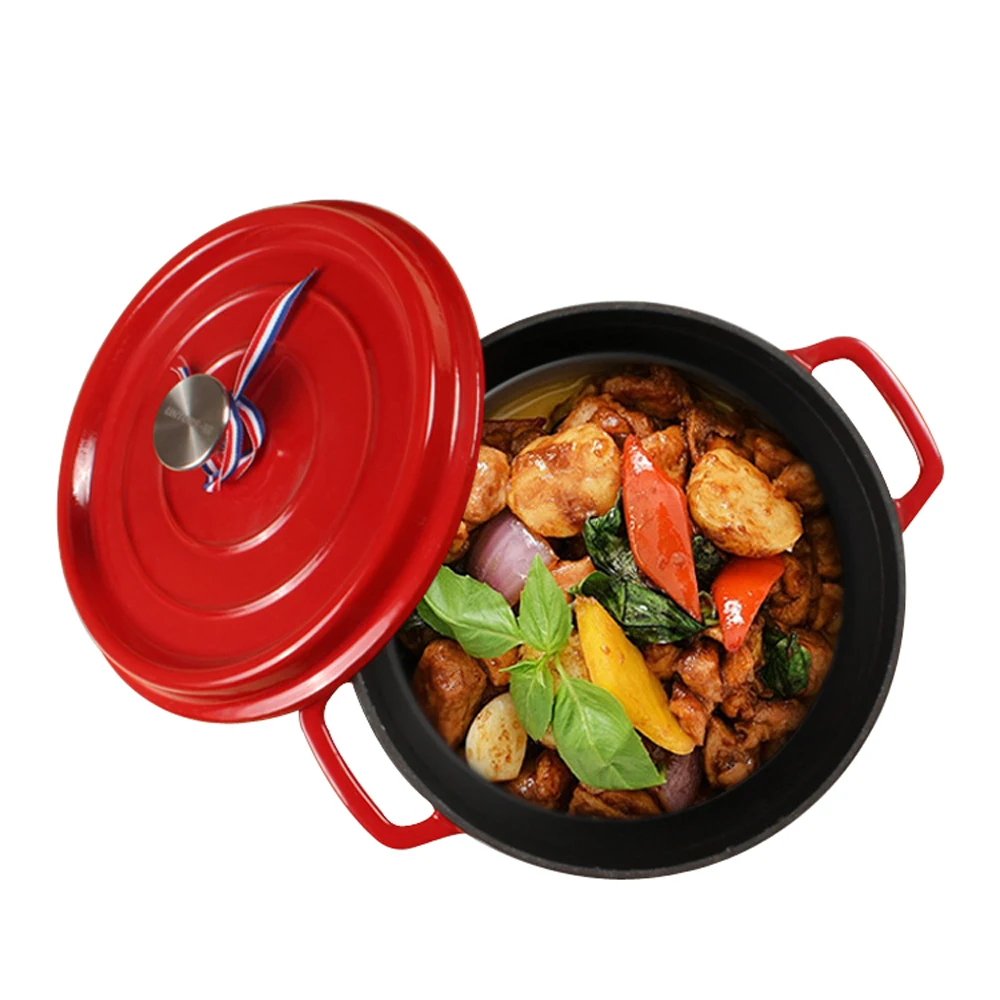 

Cast iron pot shabu-shabu soup pot 22/24/26cm thickening home pig iron stew pot enamel pot induction cooker Commercial stew pot