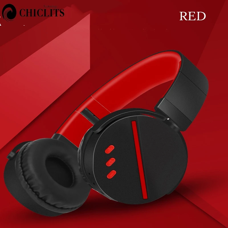 Красный Bluetooth гарнитура Проводные бас-наушники звук складные наушники регулируемые наушники с микрофоном для Iphone Xiaomi телефон - Цвет: Красный