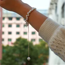 Простые Ювелирные изделия, модный креативный жемчужный браслет, Длинная подвеска бохо, браслет, один слой для женщин, винтажный браслет, аксессуары