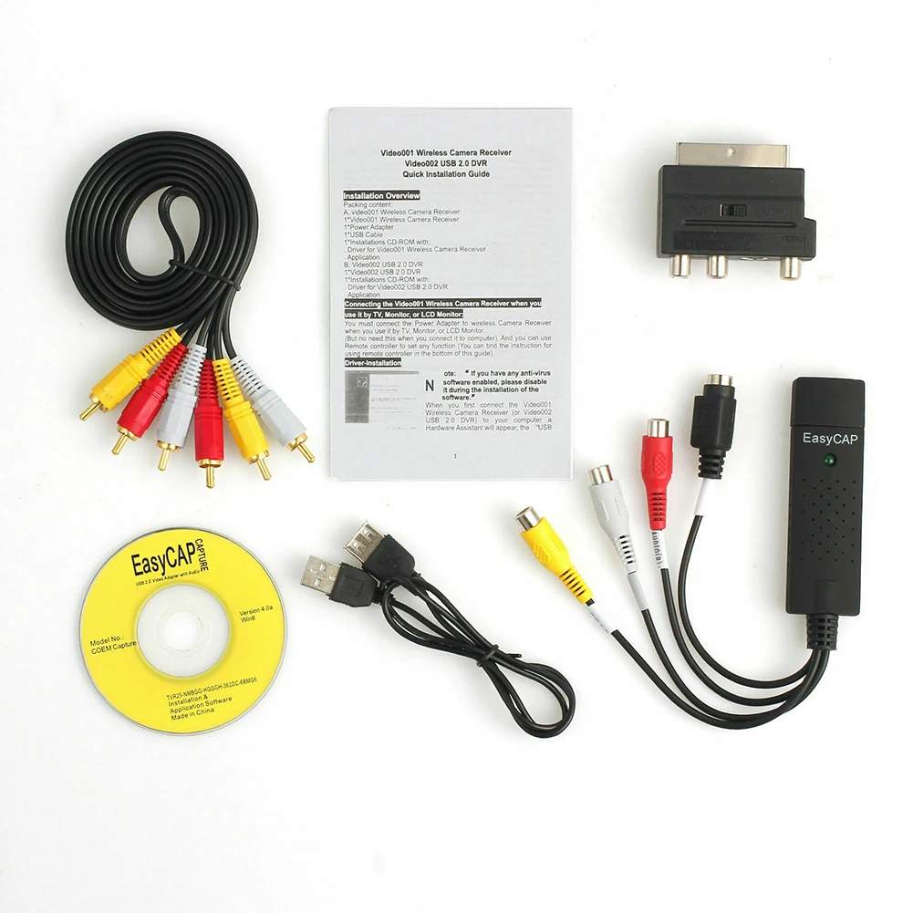 Usb2.0 Vhs к Dvd CD подключение передачи видео Захват Комплект домашний аудио черный кабель прочный компьютер универсальный для Win10