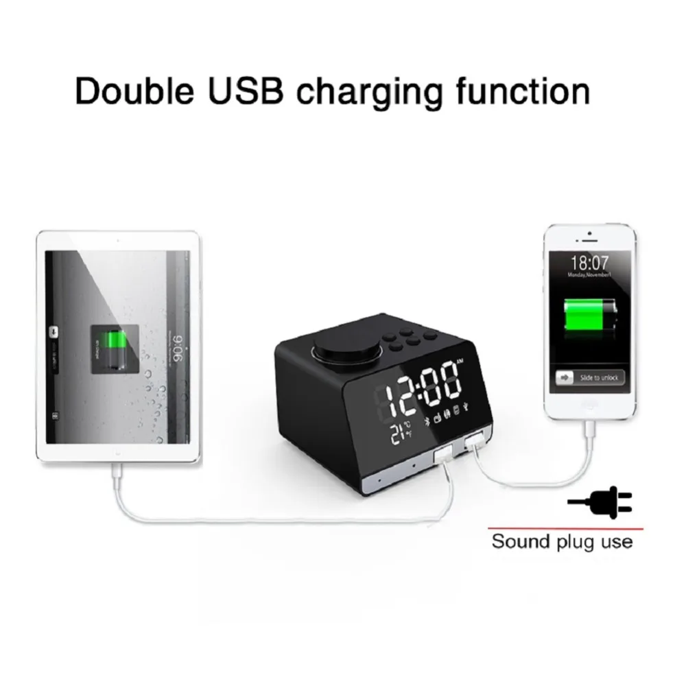 4,2 дюймов Bluetooth радио динамик с часами двойной usb зарядный порт aux карты Play комплект термометра радио Горячая