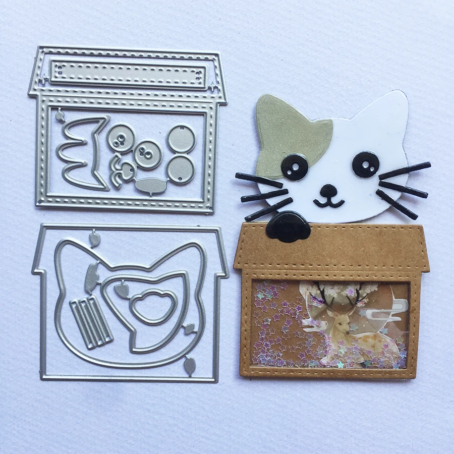 Cat shake card металлические режущие штампы для diy Скрапбукинг альбом поздравительные