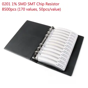 

1 set 0201 smd resistor sample book 170values 50 pcs 8500 pcs 1% 0ohm 1.5m chip resistor kit assortment