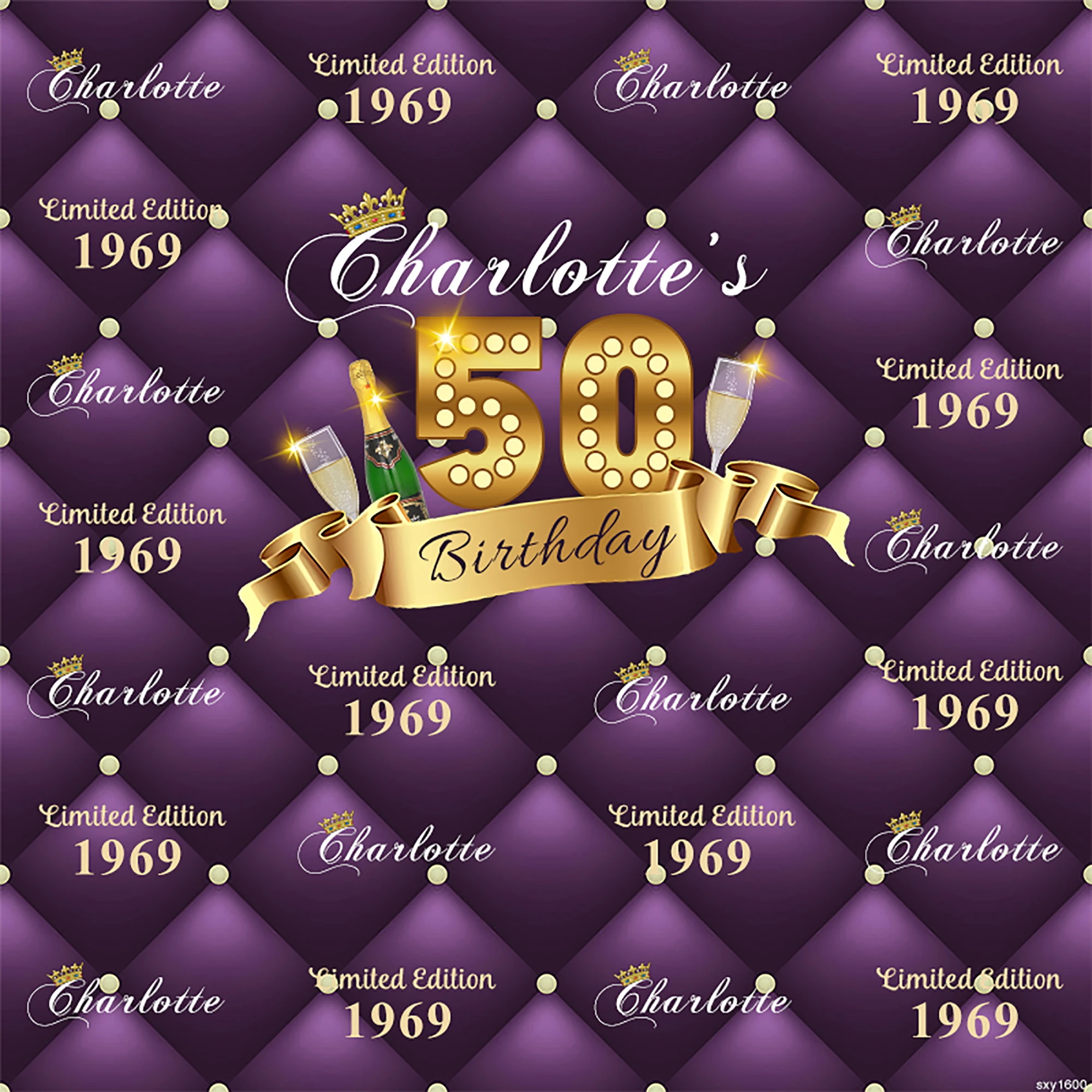 SXY1600 виниловый фиолетовый Tufted фон Алмаз Золото 50th день рождения для фотостудии