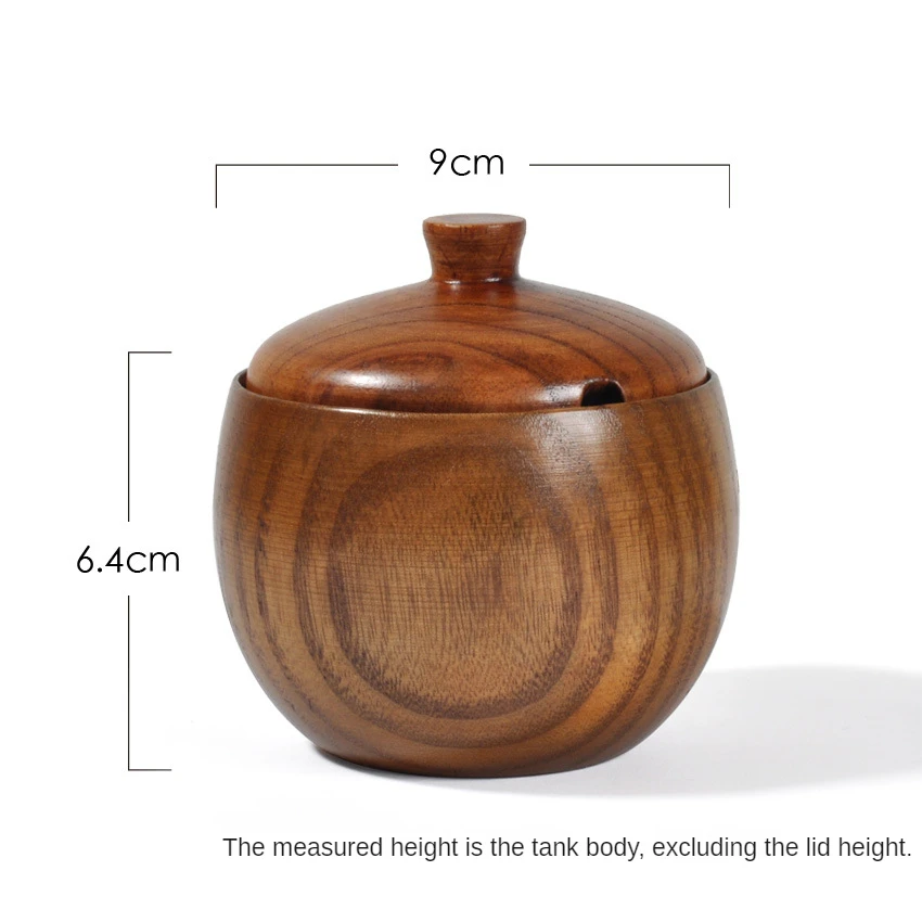 Seasoning Jar Solid Wood Seasoning Pot Creative Seasoning Bottle Wooden Retro Solid Wood Salt Shaker Kitchen Tools With Lid Pot