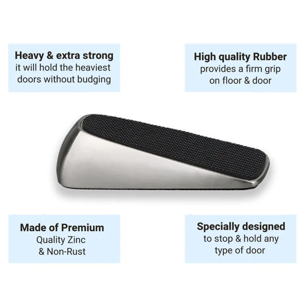 Safety Door Stopper With Metal Alloy Rubber Door Stop Wedge Works Quiet Hold Heavy Doors Firmly By Non-Skid Rubber Base Grip door stopper,silicone door stopper,door stopper bumpers