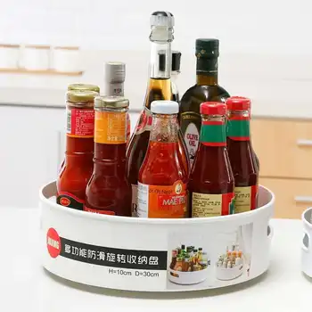 

Non-Slip Rotating Storage Tray Multifunctional Plastic Storage Boxs Desktop Kitchen Candy Box Organizer Home Products Supplies