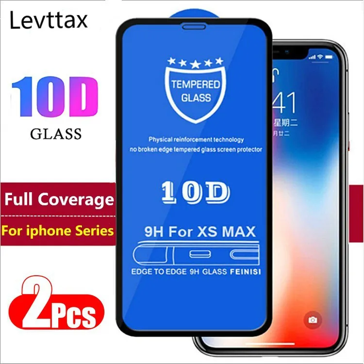 

2Pcs 10D Full Curved Edge Screen Protector For iPhone 12 12 mini 11 Pro Max XS XR X 8 6S Plus Anti-fingerprint Protective Glass