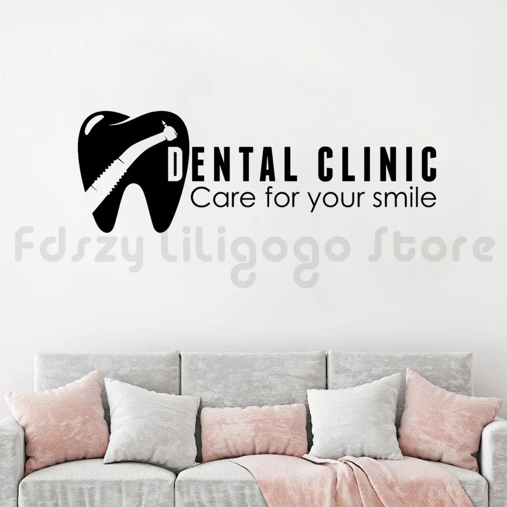 Tooth Healthcare Wall Decal Stomatology Sign Window Sticker Dental
