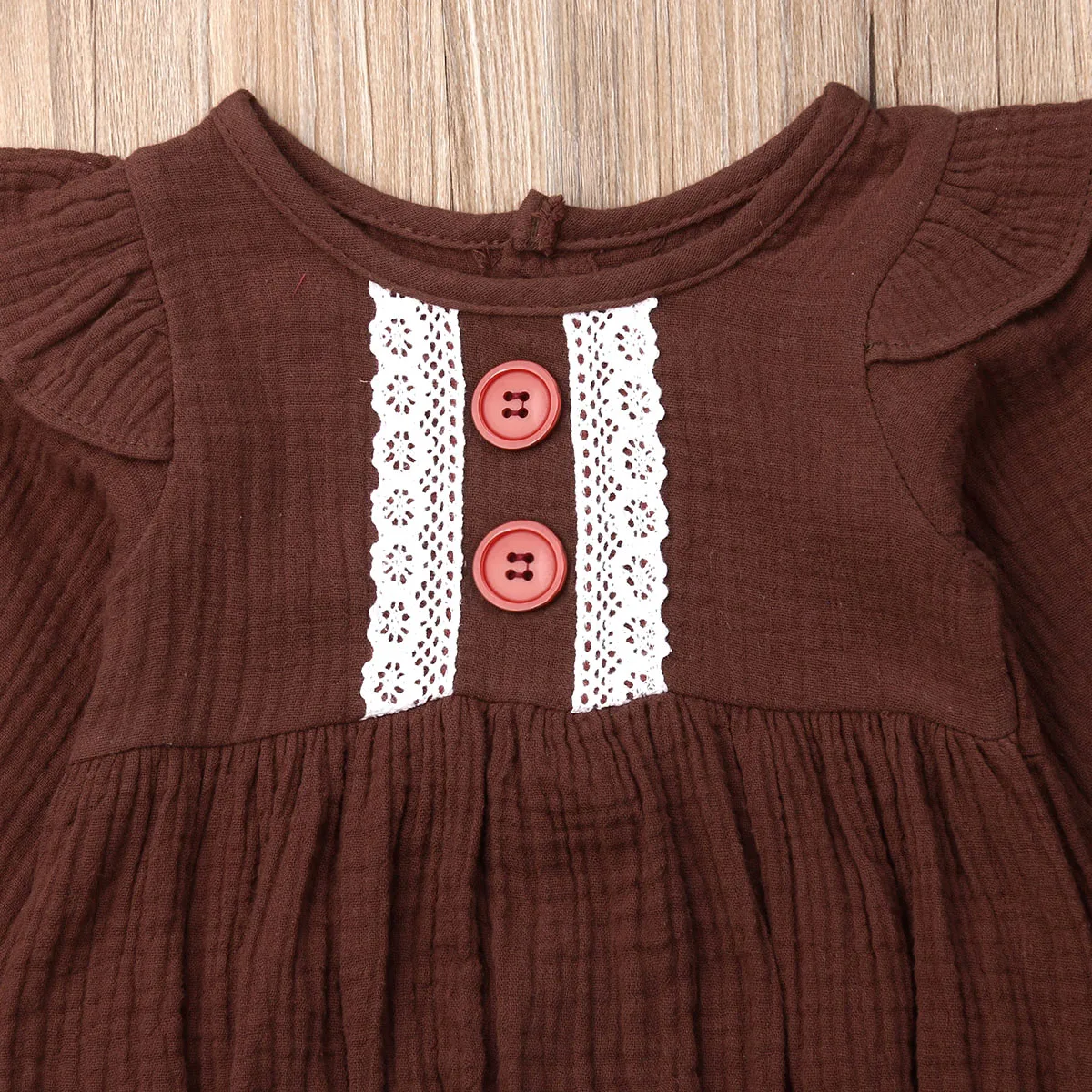 Emmababy Одежда для новорожденных девочек, кружевной комбинезон в стиле пэчворк с длинными рукавами и пуговицами и оборками, боди