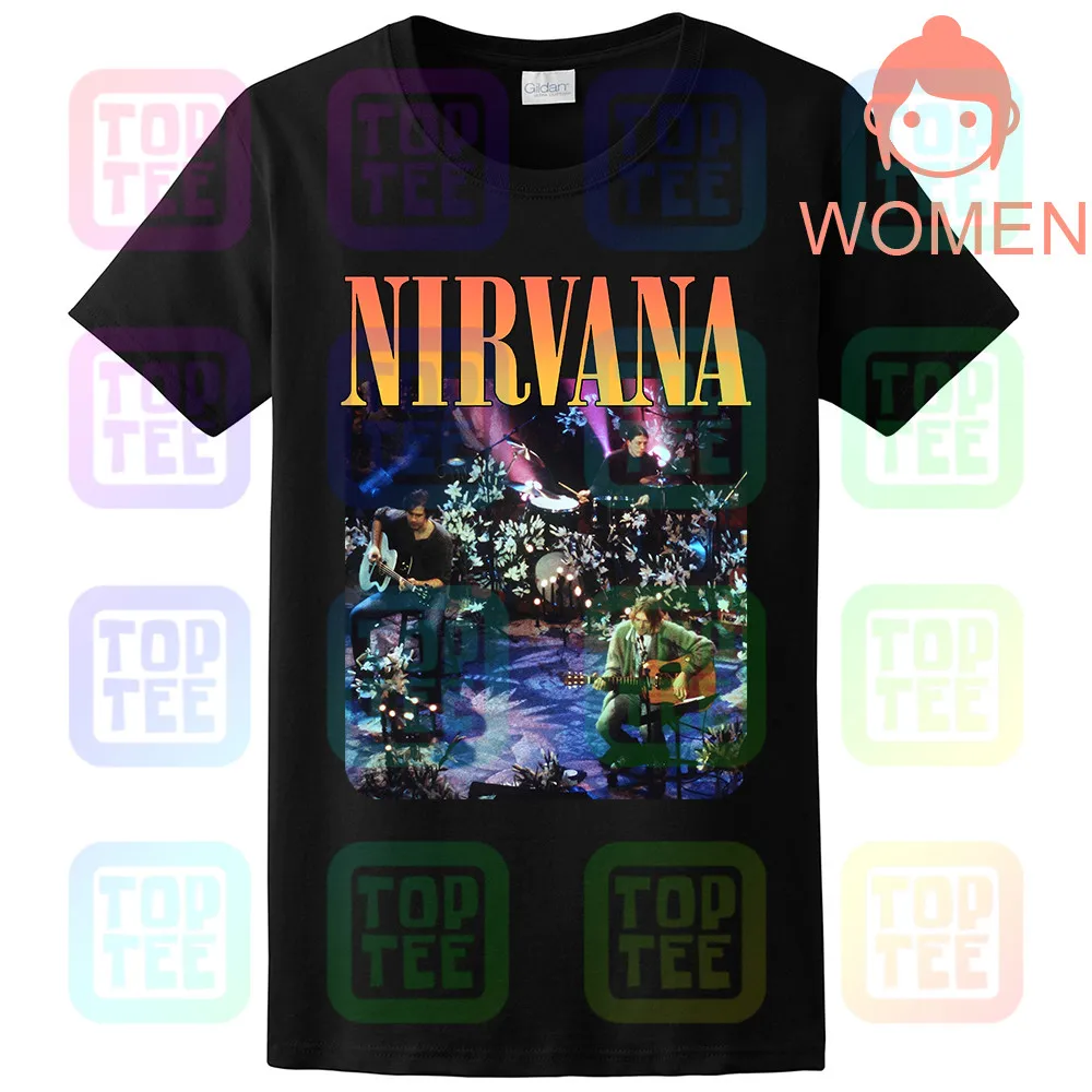 2008 Nirvana черная футболка Unplugged Мужская Маленькая группа тур - Цвет: WOMEN-BLACK